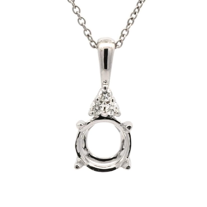 Round 6mm Pendant Semi Mount In 14K Gold With Diamond Accents (Chain Not Included)