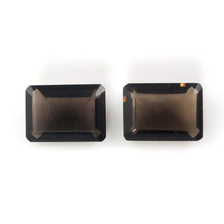 Smoky Quartz Emerald Cut 18X13 Matching Pair Approximately 24 Crat