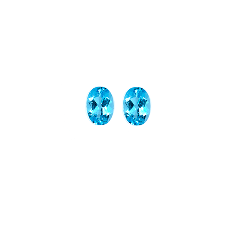 Swiss Blue Topaz Oval 7x5mm Matching Pair Approximately 1.80 Carat