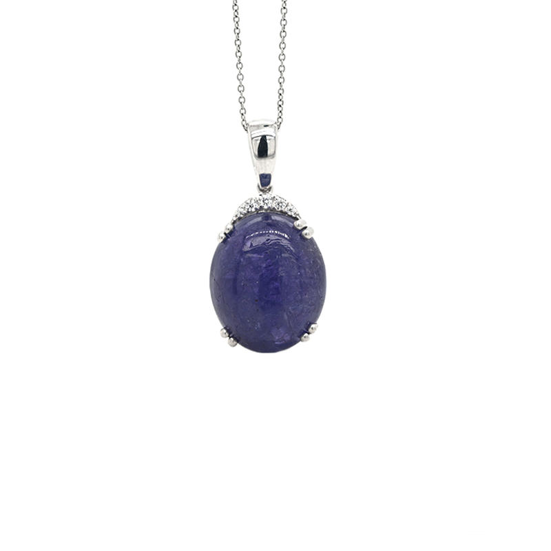 Tanzanite Cab Oval 15.68 Carat Pendant in 925 Sterling Silver (Chain not Included)