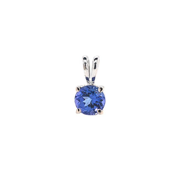Tanzanite Round Shape 0.83 Carat Pendant in 14K White Gold ( Chain Not Included )