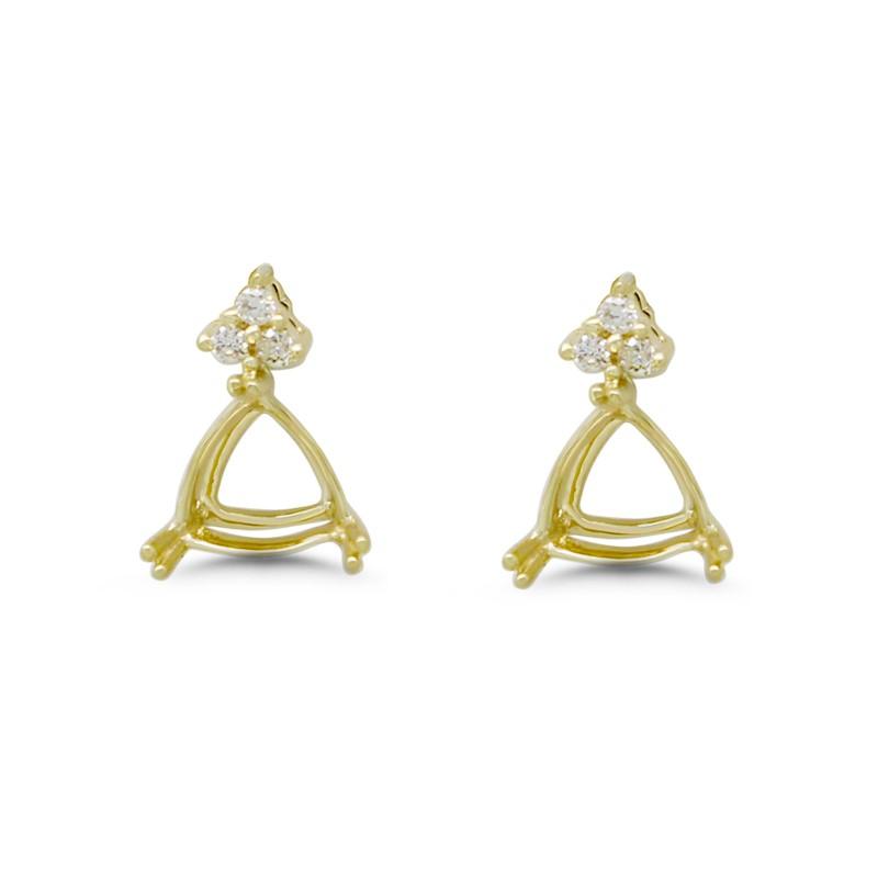 Trillion 6mm Earring Semi Mount in 14K Yellow Gold With Diamond Accents (ER43660)