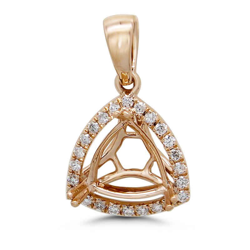 Trillion 6mm Halo Pendant Semi Mount in 14K Rose Gold with Diamond Accents (Chain Not Included)
