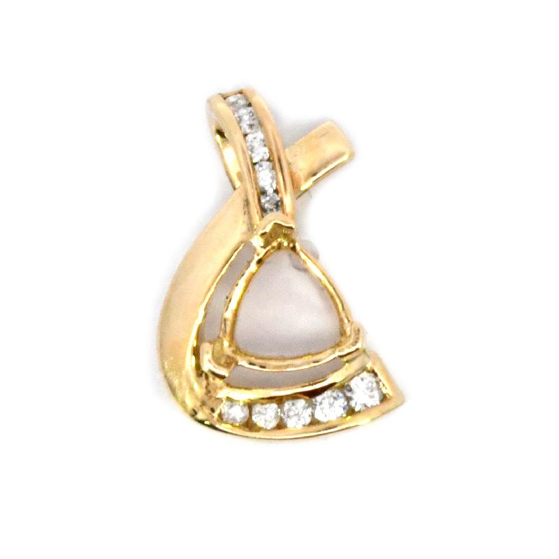 Trillion 7x7mm Pendant Semi Mount in 14K Yellow Gold with Diamond Accents