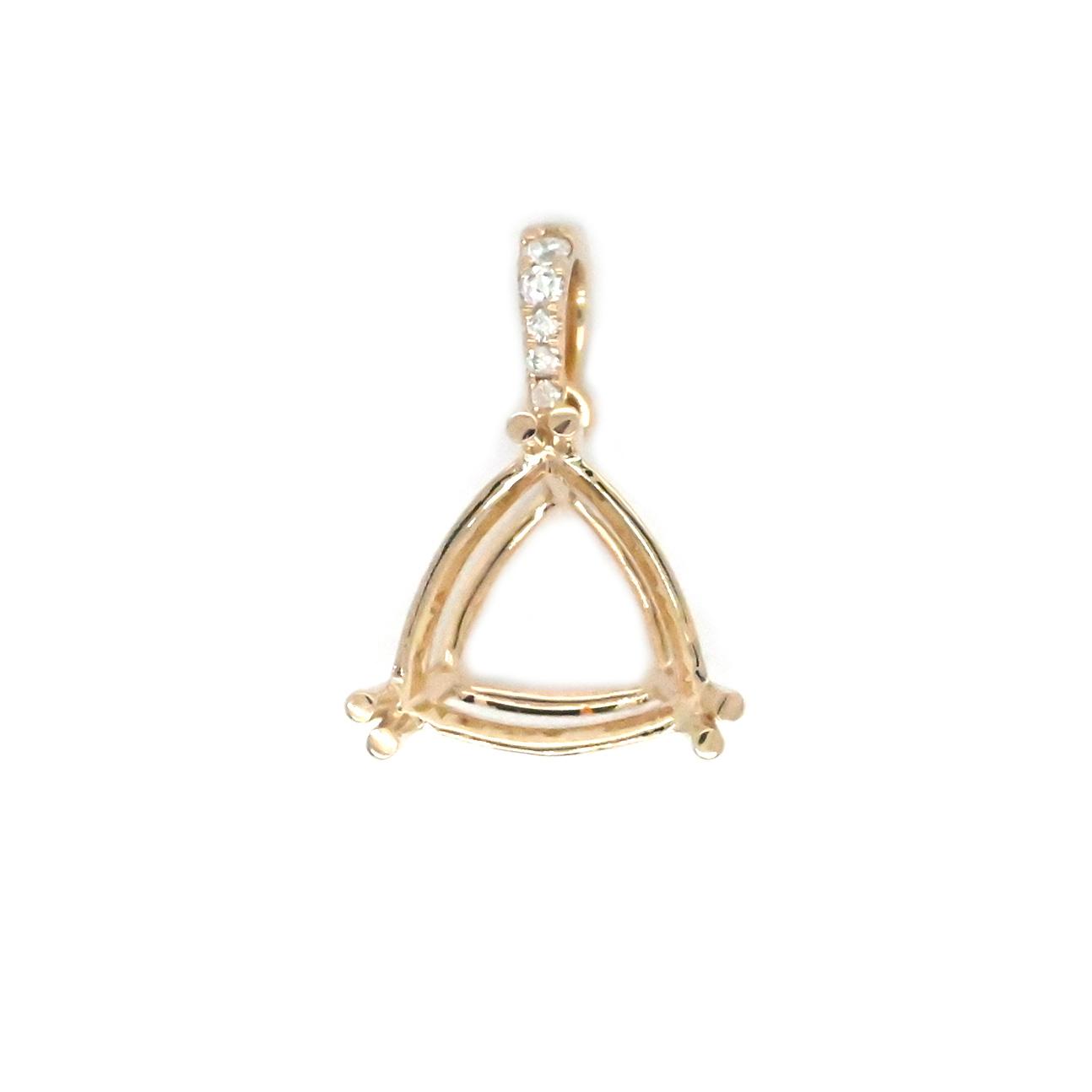 Trillion Shape 10mm Pendant Semi Mount in 14K Yellow Gold with Diamond Accents (Chain Not Included)
