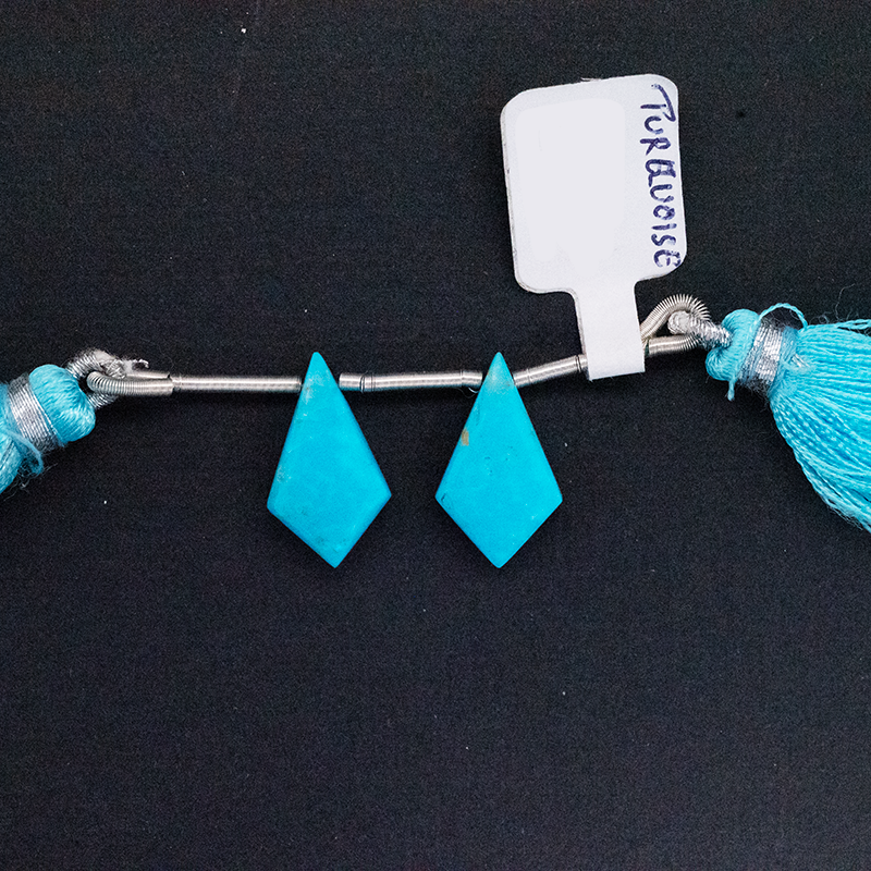 Turquoise Drops Shield Shape 18x11mm Drilled Bead Matching Pair